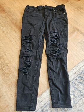 K Jordan Black Ripped Skinny Jeans